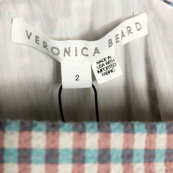 SOLD-Veronica Beard Dress Gingham Seersucker Positano Midi Sleeveless - Picture 9 of 10